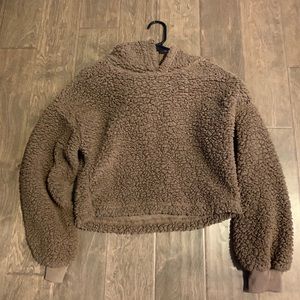 Zaful Teddy bear cropped hoodie